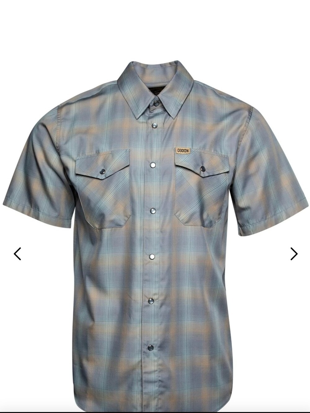 DIXXON Short-Sleeve Plaid Shirt - Light Blue & Tan